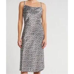 Vintage Bebe Satin Floral Slip Dress Y2K Cowl Neck Midi NWT NOS M